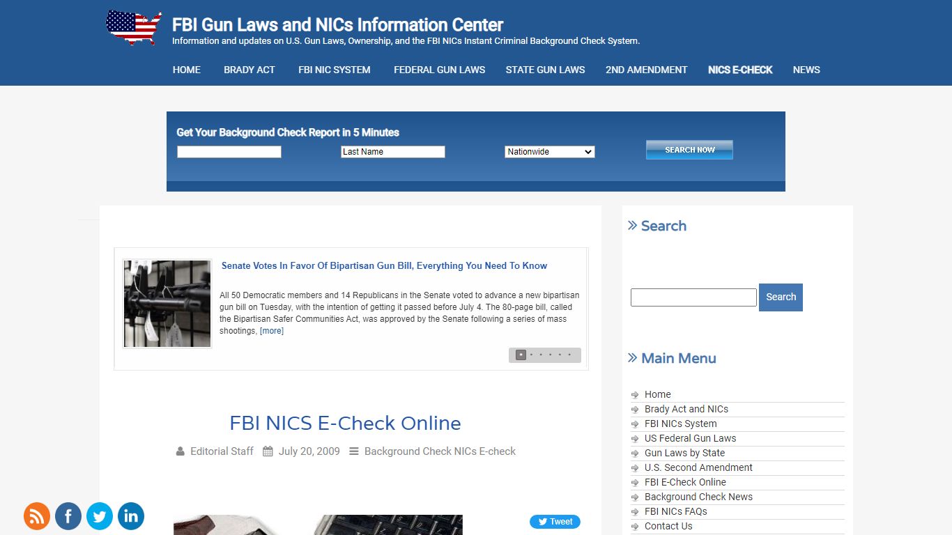 FBI NICS E-Check Online - FBI Gun Laws and NICs Information Center